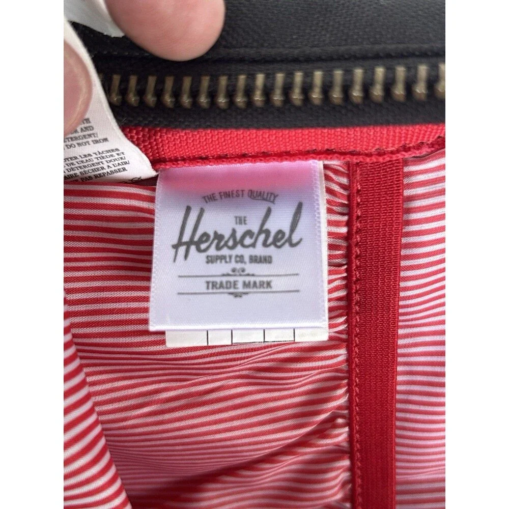 Herschel Supply Co Settlement Backpack Black Gold Zip Red Stripe Vintage